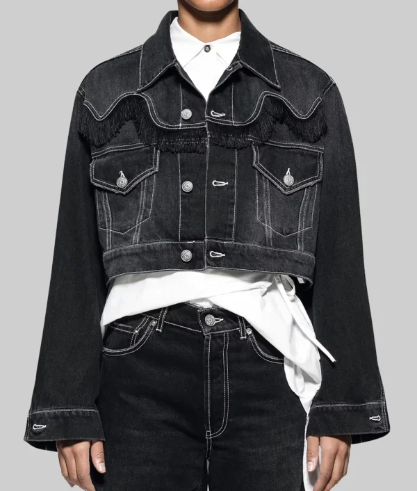 Stylish crop denim coat