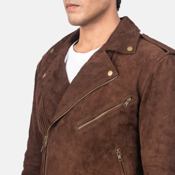 Suede motorcycle jacket for men