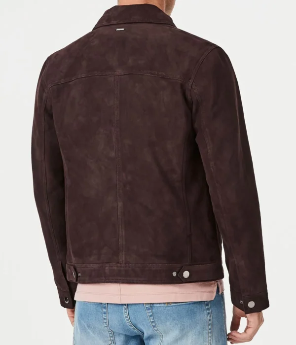 Brown Suede Leather Trucker Jacket