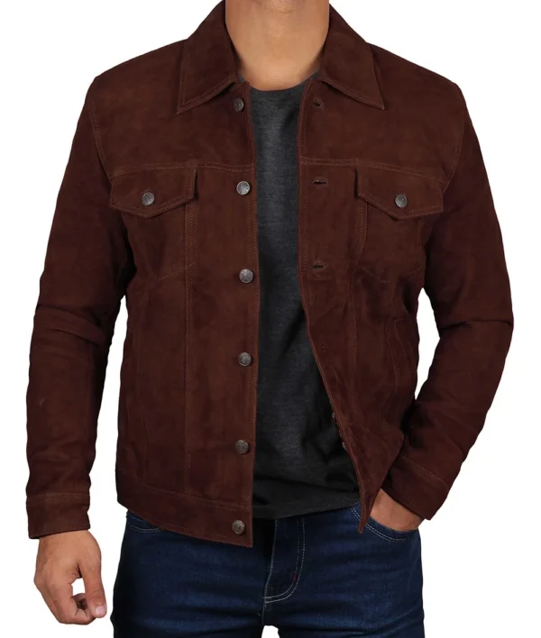 Brown Suede Jacket for Men – Casual Fit