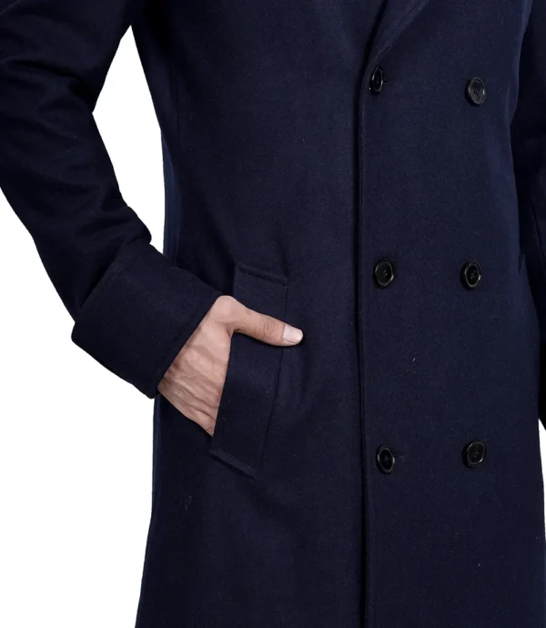 Tailored blue wool outerwear