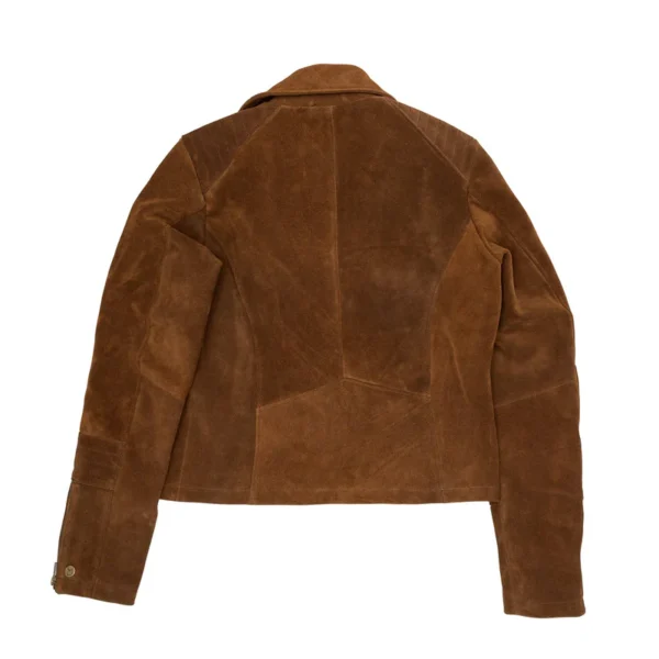 Ladies Suede Biker Jacket Tan