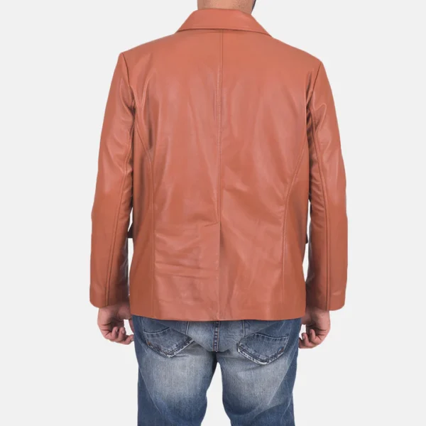 Tan brown leather blazer for men