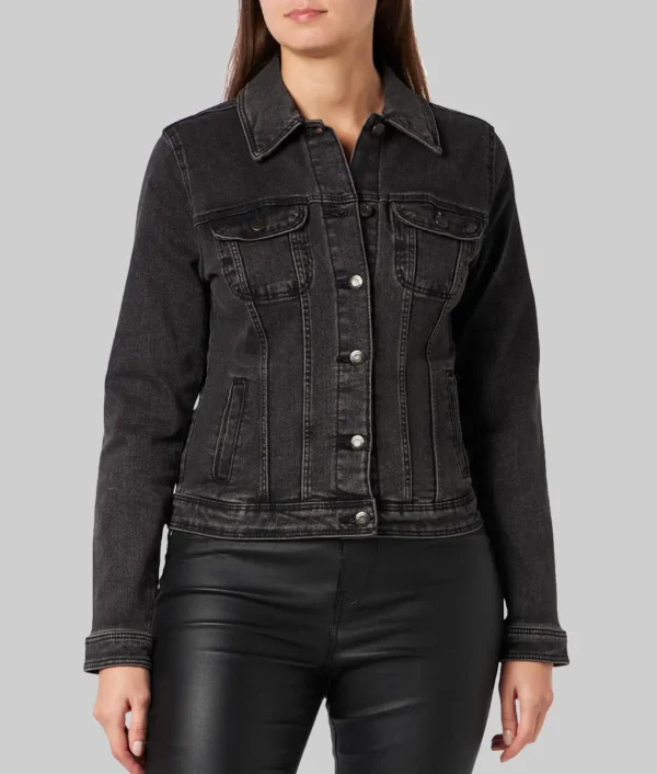 After Tessa Young Black Denim Jacket