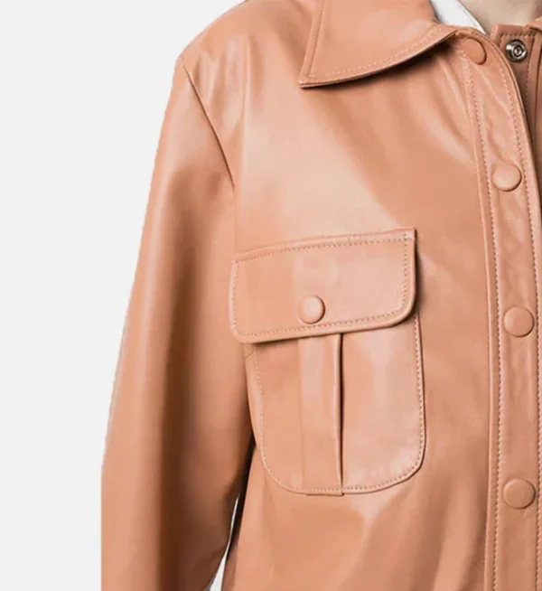 Timeless brown leather trucker jacket
