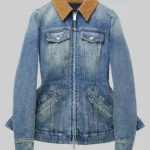 Sydney Sweeney Blue Peplum Denim Jacket
