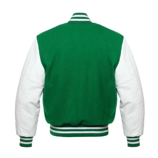Men Green And White Varsity Jacket