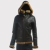 Womens B3 Bomber Shearling Jacket Detachable Hood