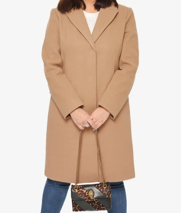 Aline Womens Beige Knee Wool Coat