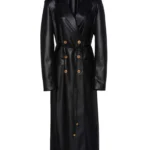 Womens Black Leather Trench Coat