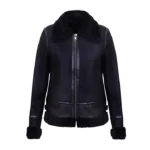 Women's Black Aviator Biker Sheepskin Leather Jacket