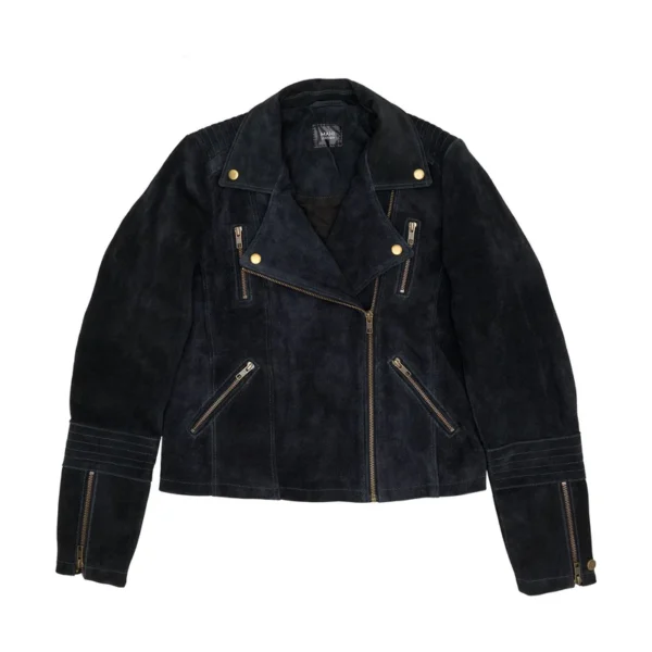 Women Black Suede Biker Jacket