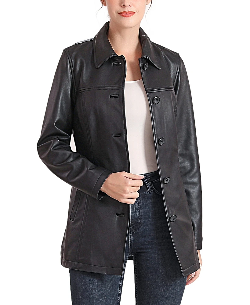 Womens Evie Leather Car Coat