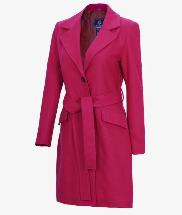 Kristi Women's Pink Wool Wrap Coat
