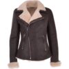 Womens Luxury Aviator Shearling Bomber Jacket