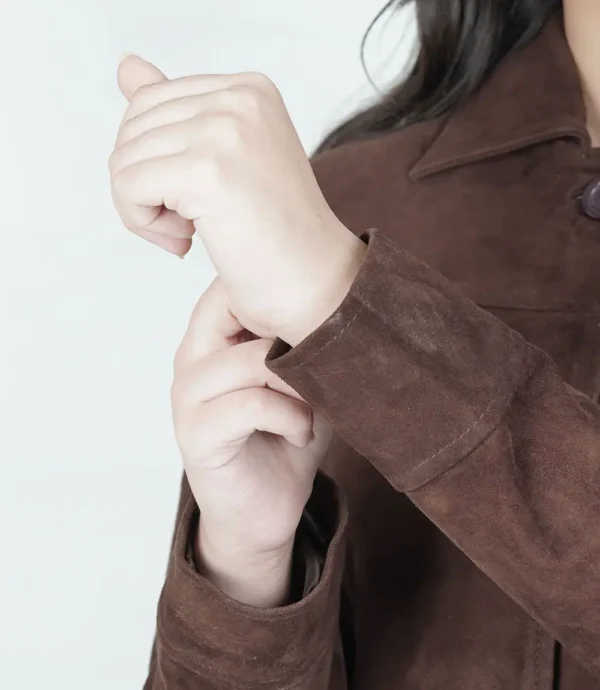 Womens Dark Brown Suede Coat