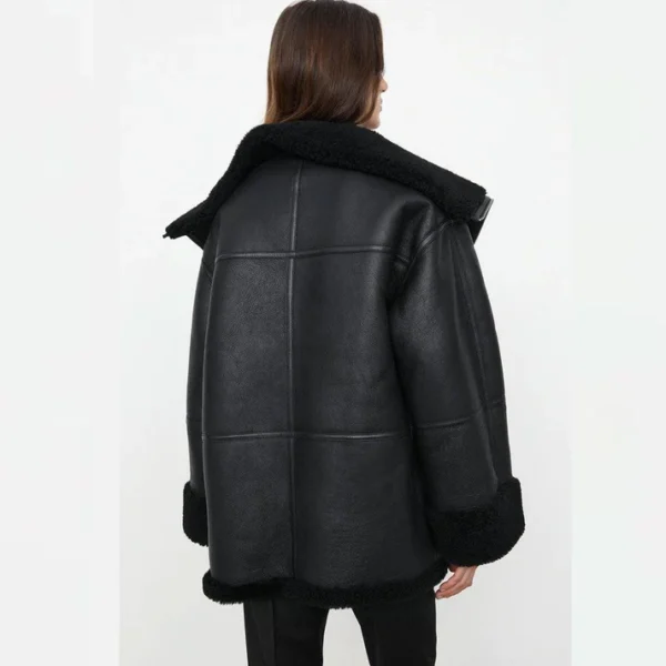 Womens B3 RAF Black Shearling Leather Jacket