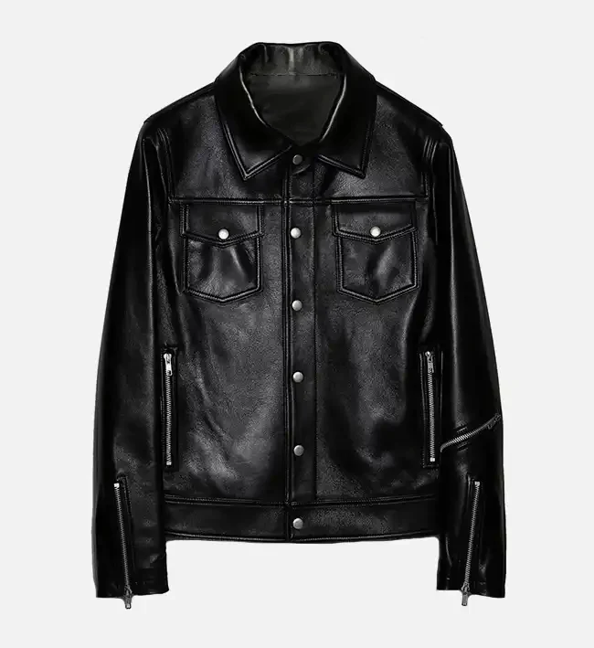 Women’s biker trucker jacket with zipper