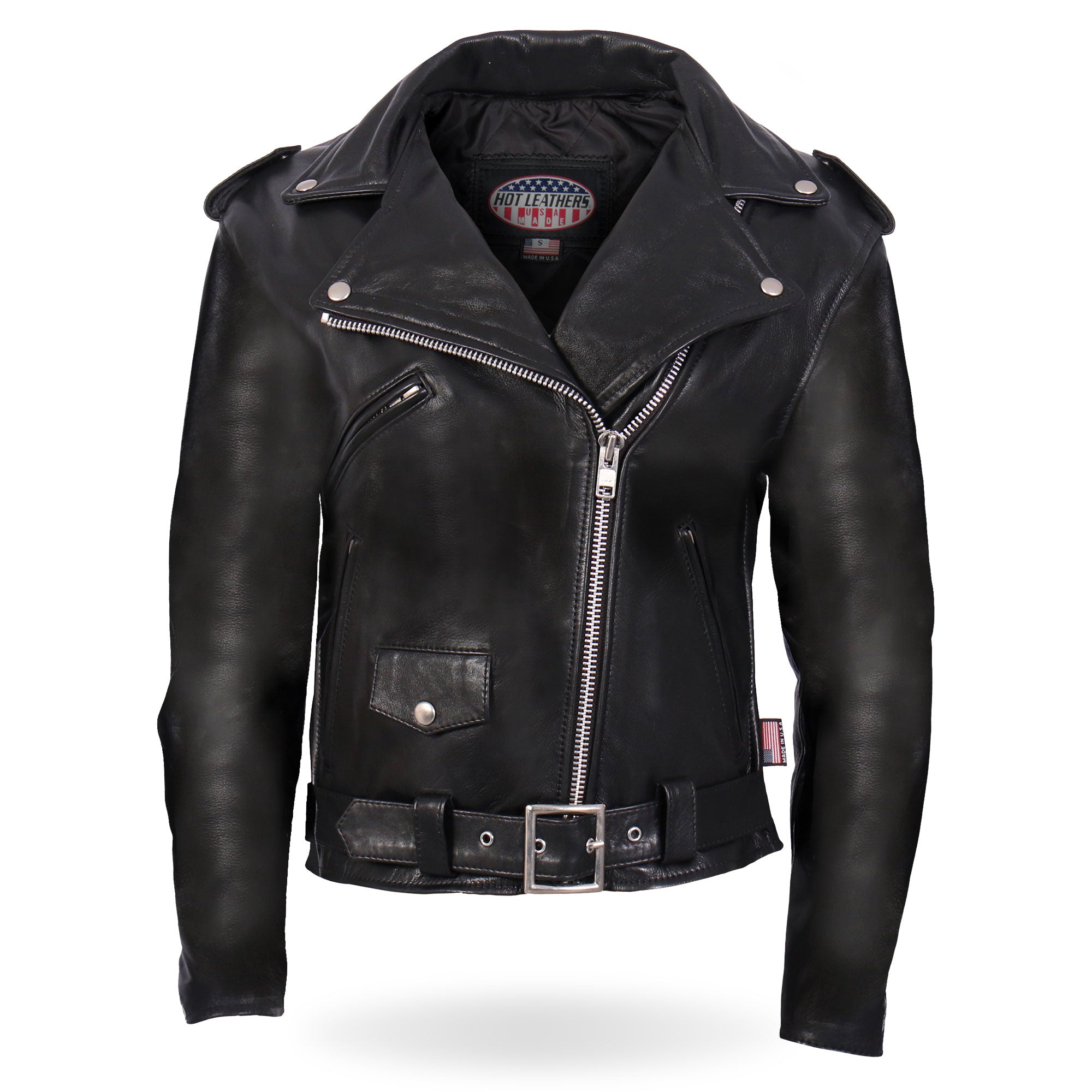 Womens black classic biker