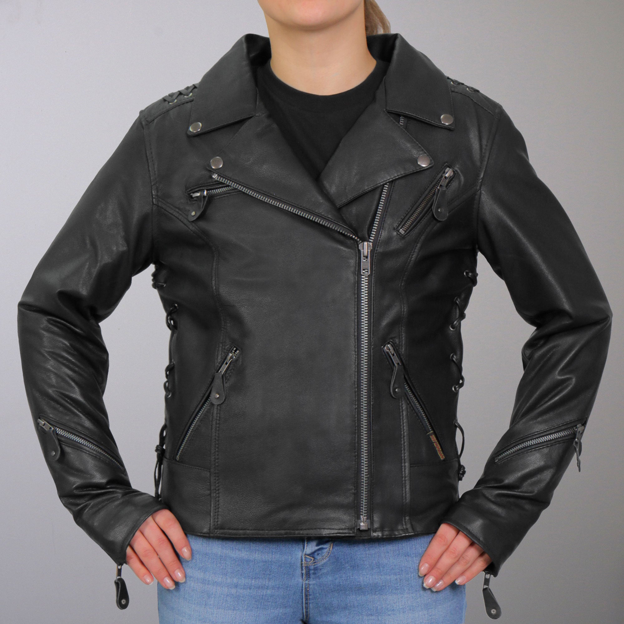 Womens black lace biker jacket