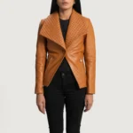 Lee Leather Blazer for Women – Elegant Tan Brown Design
