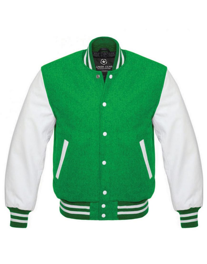 Green And White Varsity Jacket Women