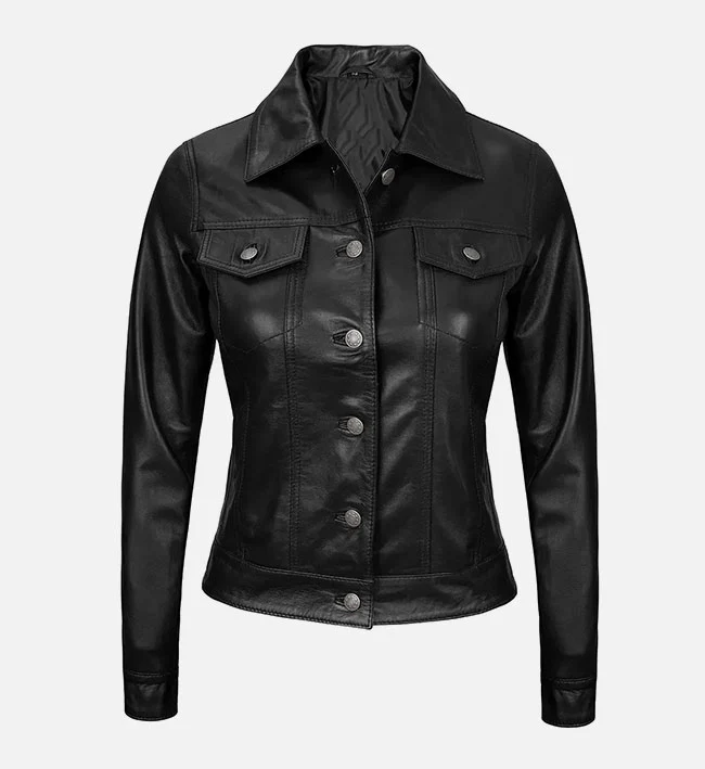 Womens Black Trucker Jacket