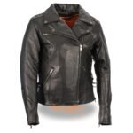 Womens Black Leather Lightweight Lace to Lace Jacket