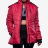 Paola Red Hooded Puffer Jacket for Women – Faux Fur Detail