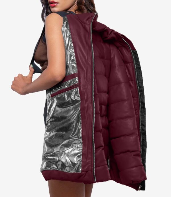 Women’s warm maroon puffer coat