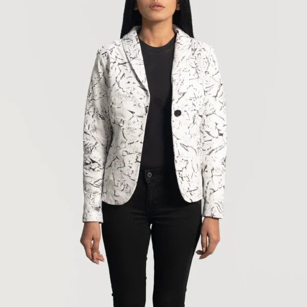 Womens Donna Blake White Leather Blazer