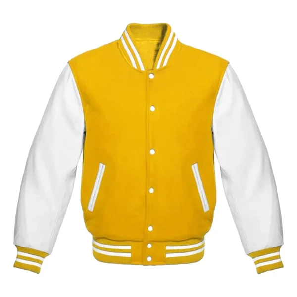 Men Yellow And White Varsity Jacket
