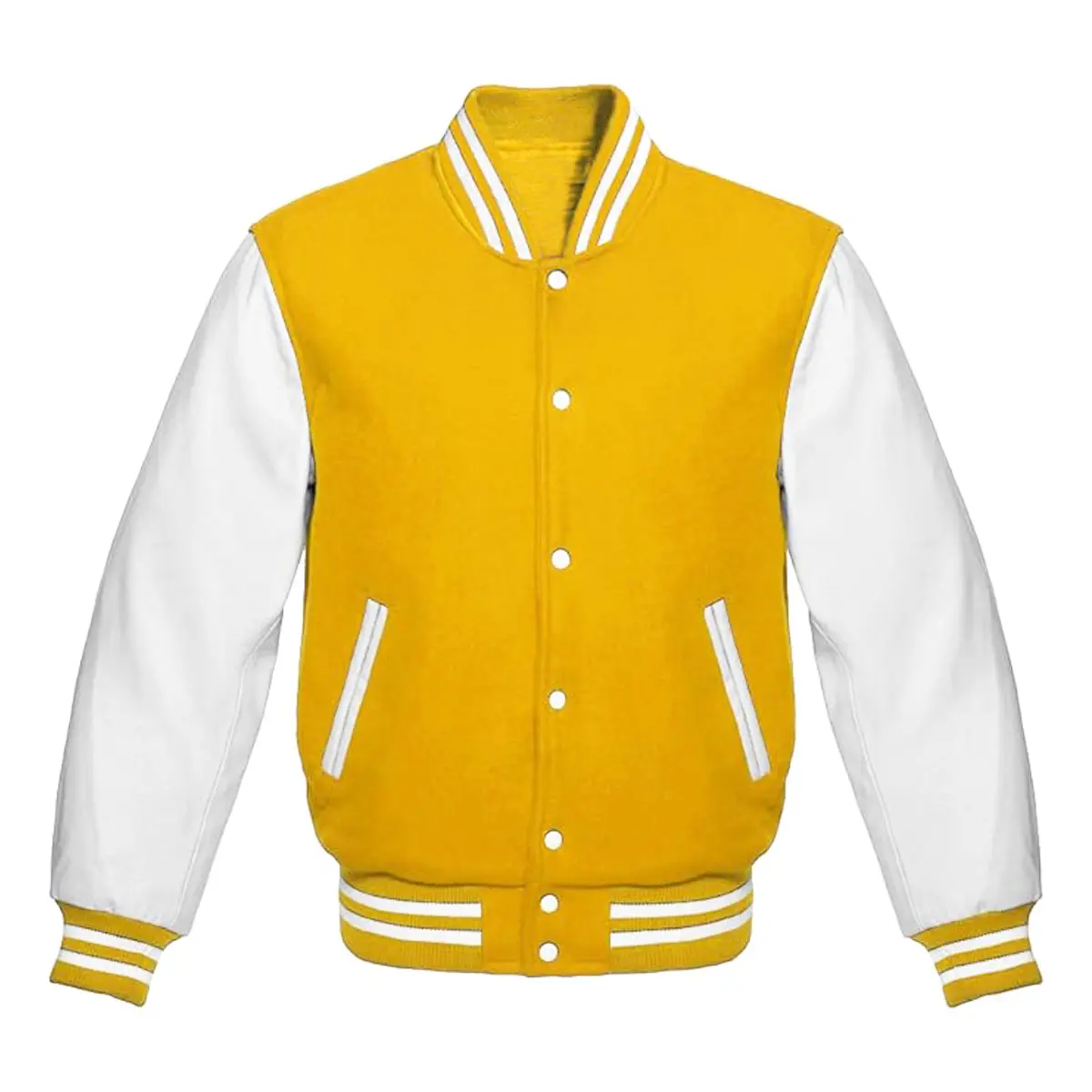 Men Yellow And White Varsity Jacket