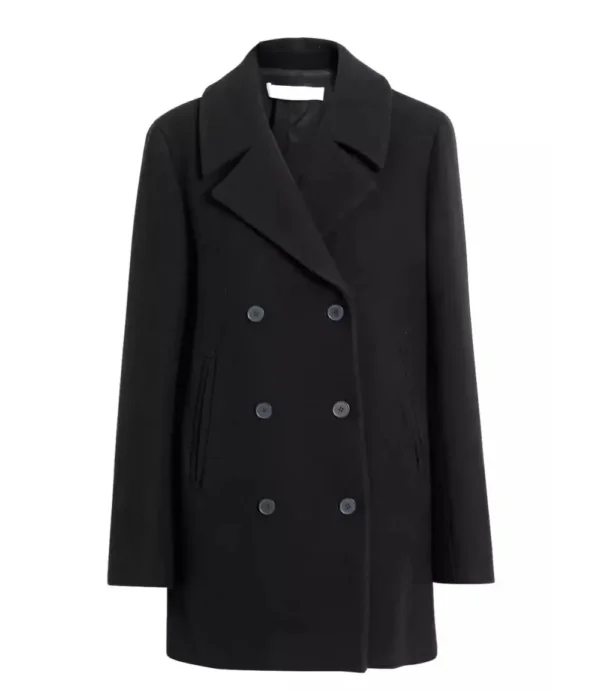 Shalon Womens Black Double Breasted Wool Coat