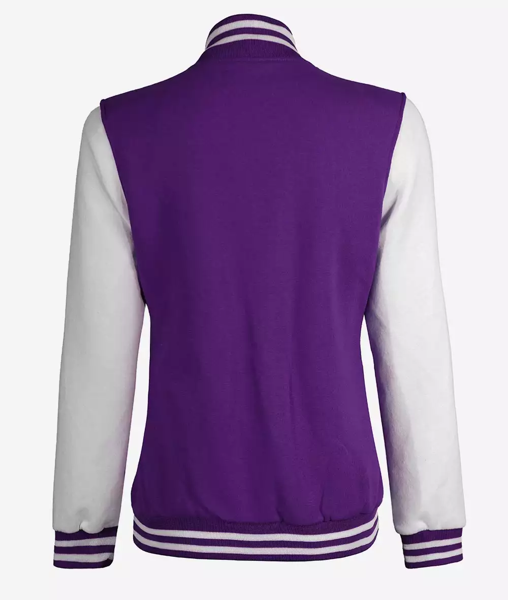 Women's Purple and White Varsity Jacket   