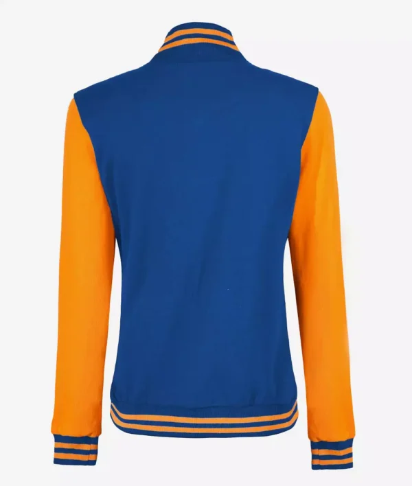 Women’s Yellow and Royal Blue Varsity Jacket Baseball Style Bomber