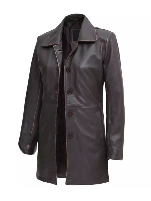 leather car coat for women