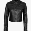 Women's Black Cropped Leather Jacket
