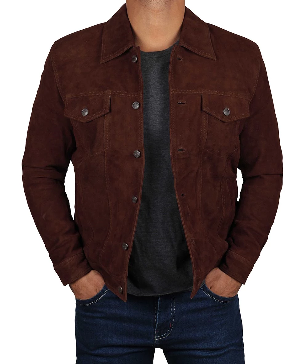 Brown Suede Jacket for Men – Casual Fit