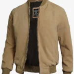 Camel Brown Bomber Jacket for Men – Suede Finish