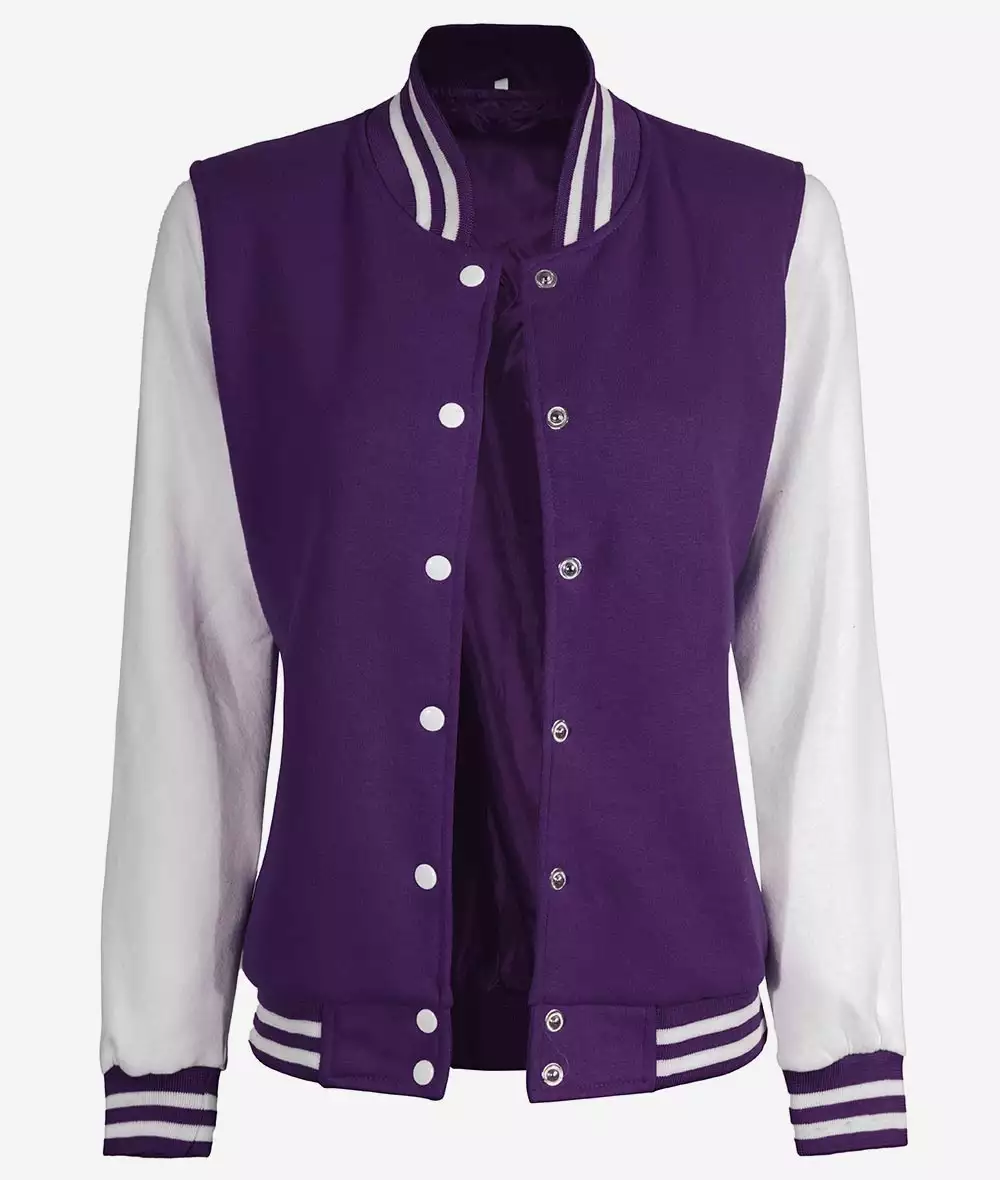 Women's Purple and White Varsity Jacket   