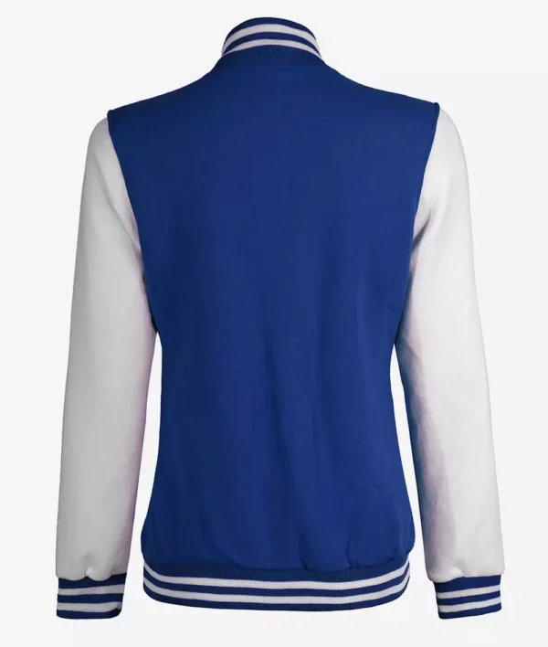 Women’s White and Royal Blue Varsity Jacket Baseball Style