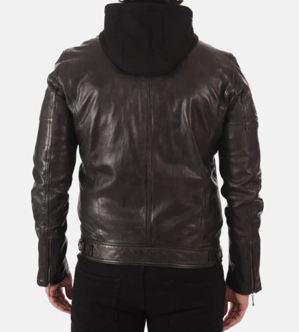Athens black leather jacket