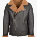 Timber Brown B-3 Shearling Leather Bomber Jacket