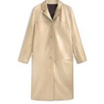 Classic Mens Beige Leather Coat