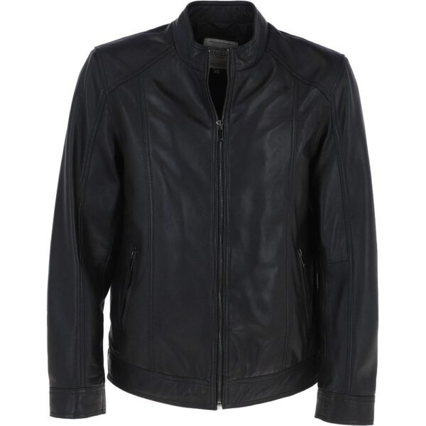 Black Leather Biker Jacket For Men