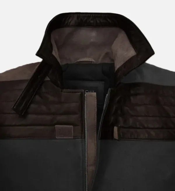 Black and brown mens leather coat