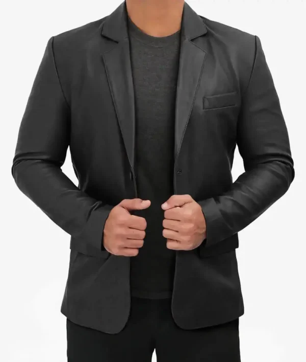 Black blazer genuine leather