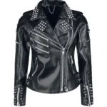 Black Studded Motorcycle Leather Jacket