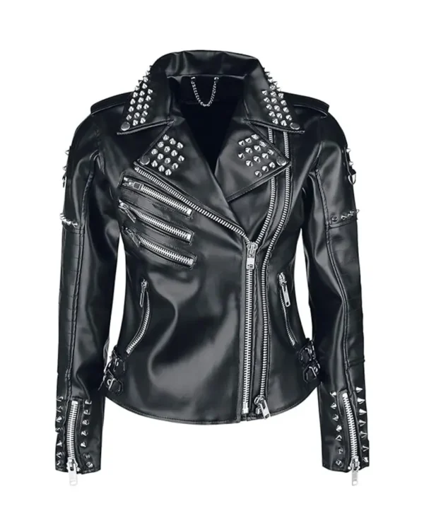 Black Studded Motorcycle Leather Jacket